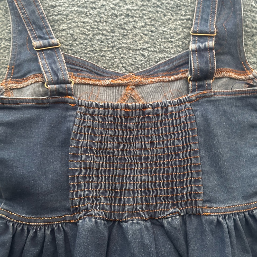 Women’s Denim peplum top - Dark Blue with Contrast Stitching - Picture 6 of 12